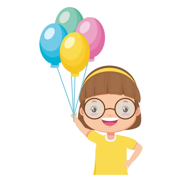 Usměvavá dívka s balónky — Stockový vektor