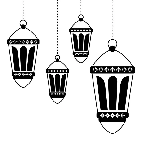 Lanternes suspendues décoration — Image vectorielle