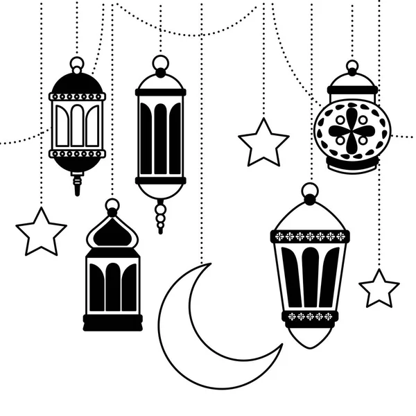 Lanternes suspendues décoration — Image vectorielle