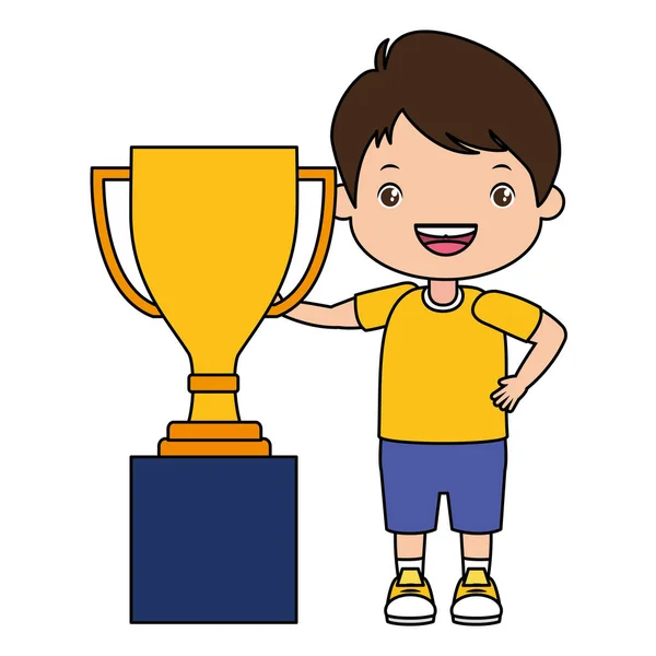Niño feliz con trofeo — Archivo Imágenes Vectoriales