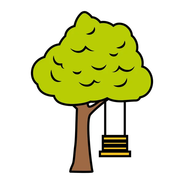 Träd med swing — Stock vektor