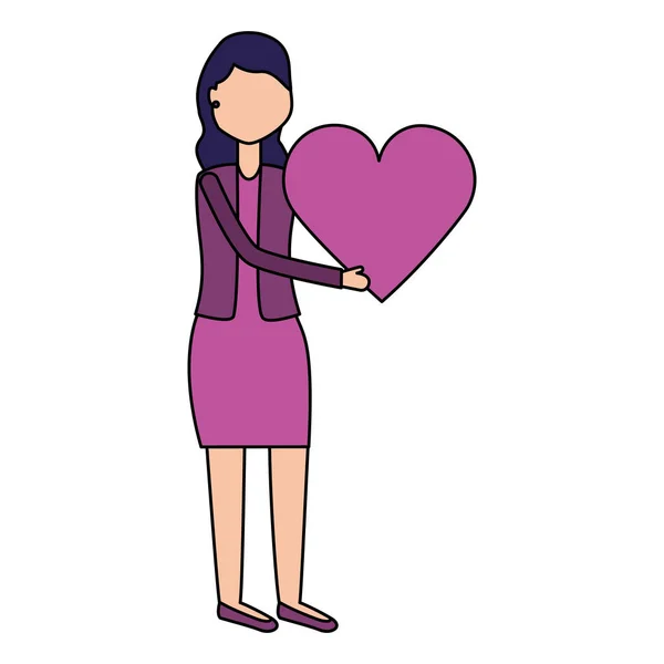 Kadın holding kalp — Stok Vektör