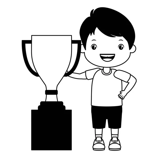 Niño feliz con trofeo — Archivo Imágenes Vectoriales