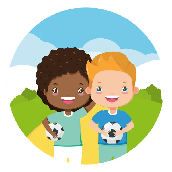 サッカー ボールと男の子 — ストックベクタ