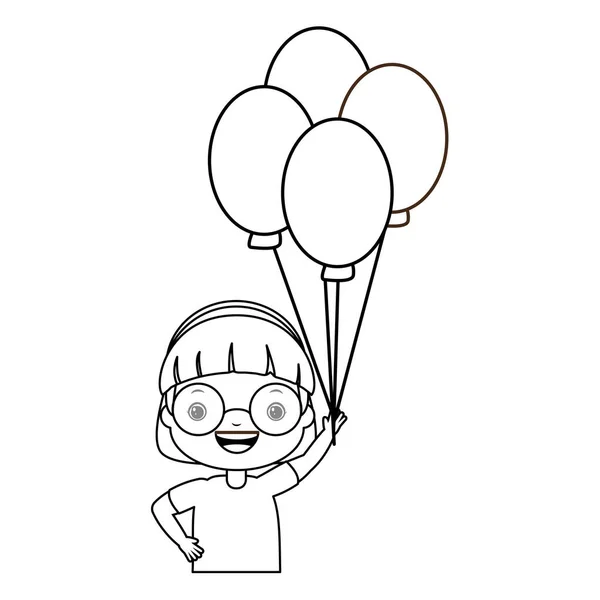 Χαμογελαστό κορίτσι με μπαλόνια — Διανυσματικό Αρχείο