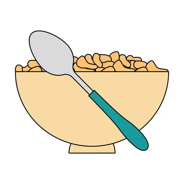 Plato de cereales con cuchara — Archivo Imágenes Vectoriales