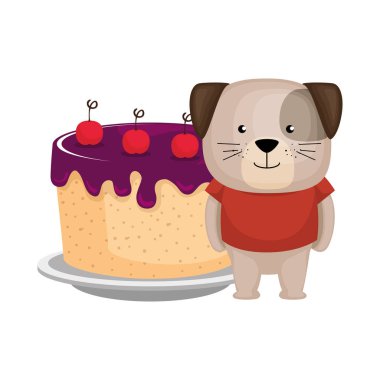 tatlı kek karakteri ile sevimli köpek