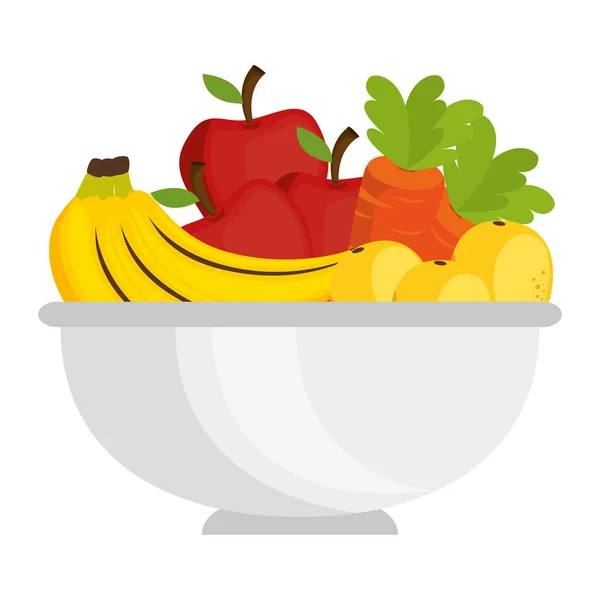 Fruits et légumes dans un bol — Image vectorielle