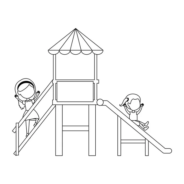 Fille jouer dans tour et diapositive — Image vectorielle