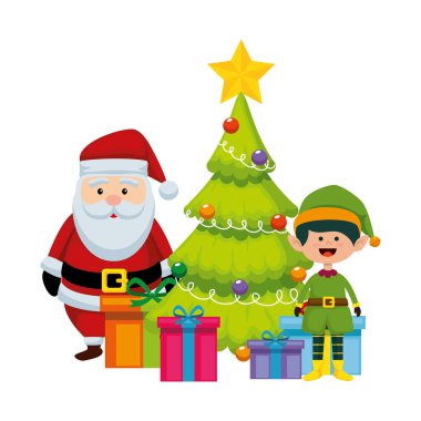 ağaç ve elf ile noel baba