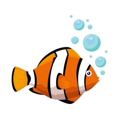 hava kabarcıkları ile sevimli süs balığı