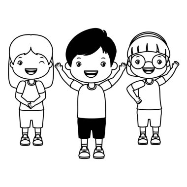 erkek ve kız mutlu karikatür