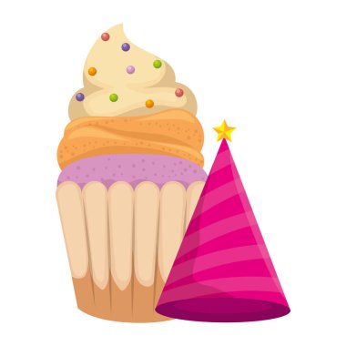 parti şapka ile tatlı cupcake pasta