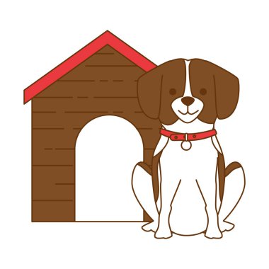 ahşap ev karakteri ile sevimli köpek ırkı