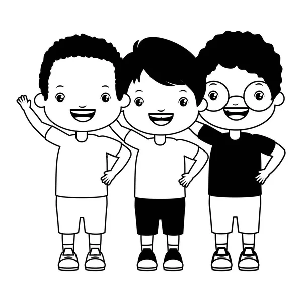 Three boy embraced — Stock Vector