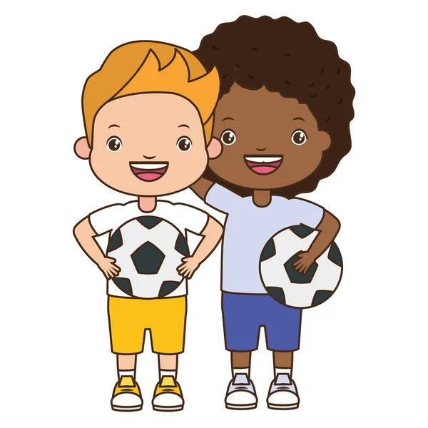 Boys with soccer balls — Stock Vector