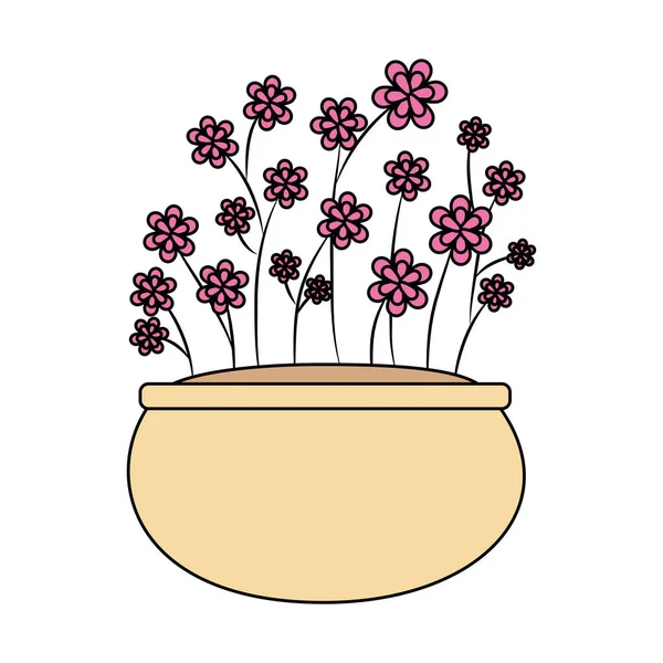 Florale decoratie in keramische pot — Stockvector