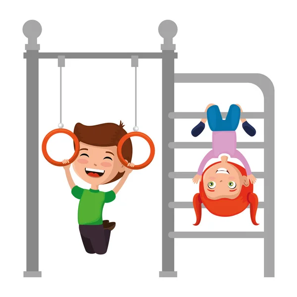 Kinder spielen auf Spielplatz im Park Ringe hängen — Stockvektor