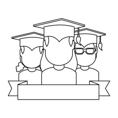 Öğrenciler mezun karakter grubu