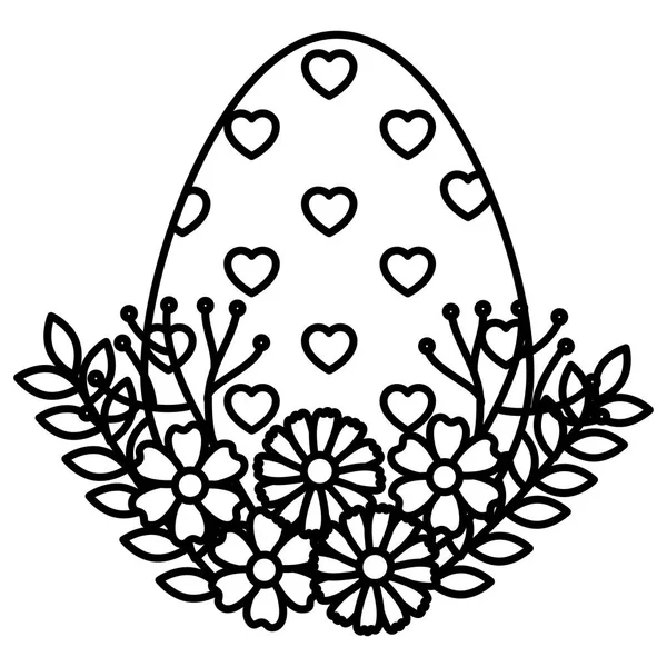 Eierfarbe monochrom zu Ostern mit floralem Dekor — Stockvektor