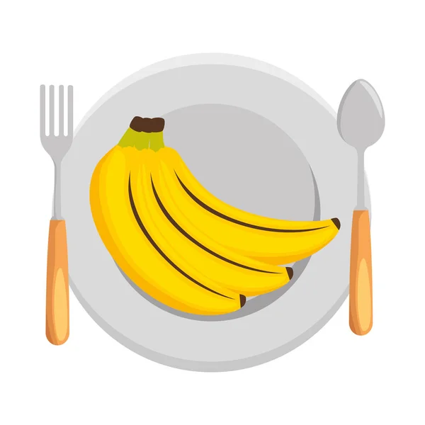 Plat avec banane fruits frais sain — Image vectorielle
