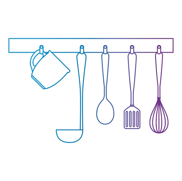 Set couverts de cuisine suspendus — Image vectorielle