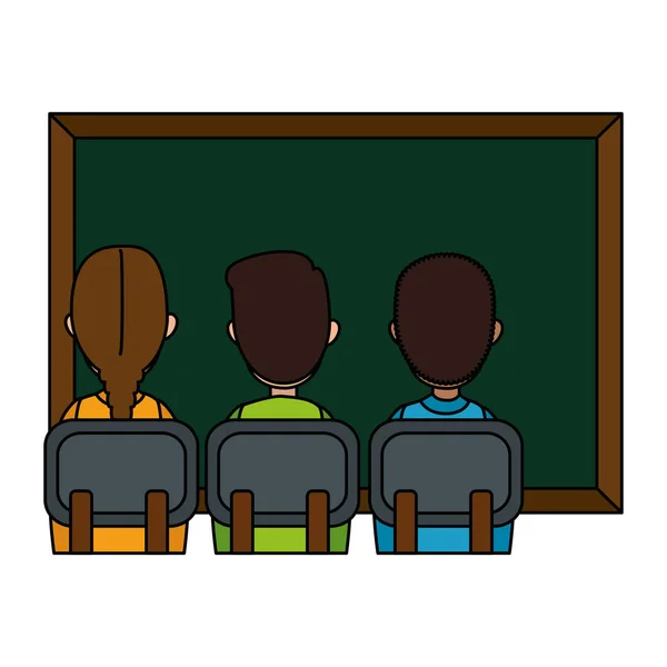 Students class with chalkboard — Stock Vector