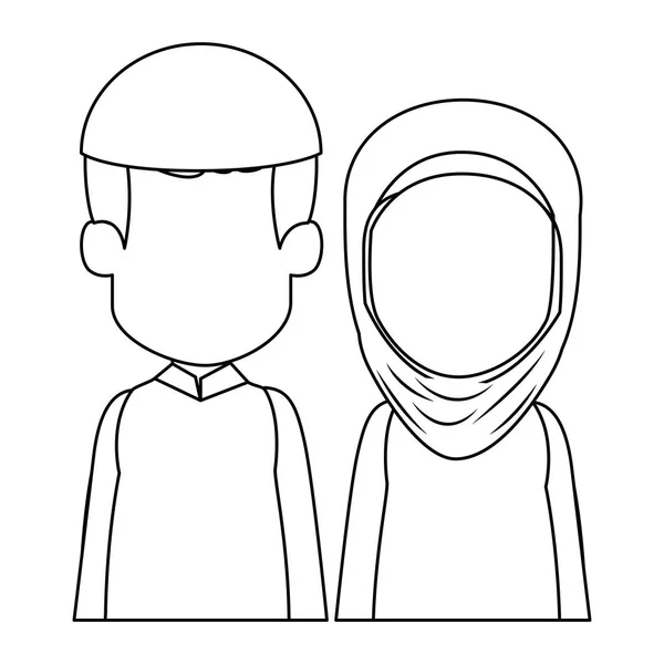 Muslim couple avatars characters — Stock Vector