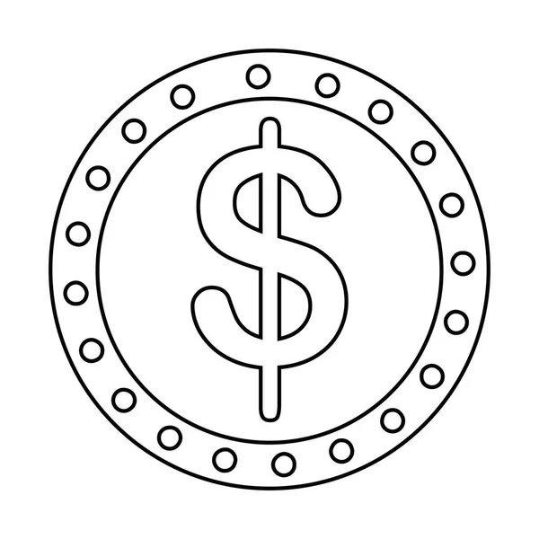 Munt geld geïsoleerde pictogram — Stockvector