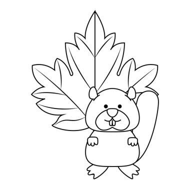 akçaağaç yaprağı ile sevimli kanada marmot