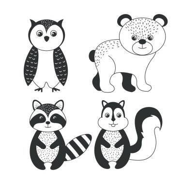 sevimli vahşi hayvan doğa fauna seti görüntü