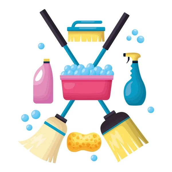 Spring cleaning tools — Stock Vector