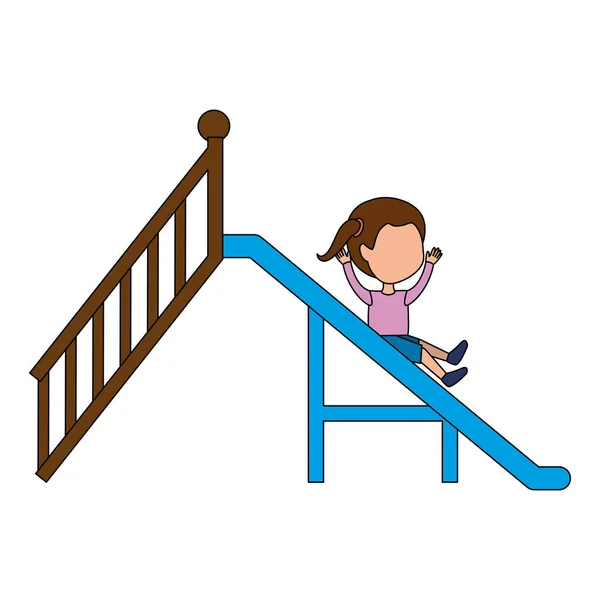 Niña jugando en el icono de la diapositiva del patio — Vector de stock