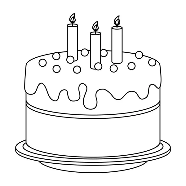 Sladký a lahodný dort se svíčkami — Stockový vektor