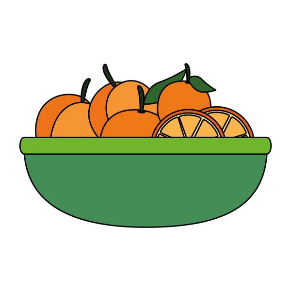 Naranjas frescas frutas en tazón — Vector de stock