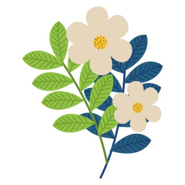 çiçek ve yapraklar dekoratif simgesi