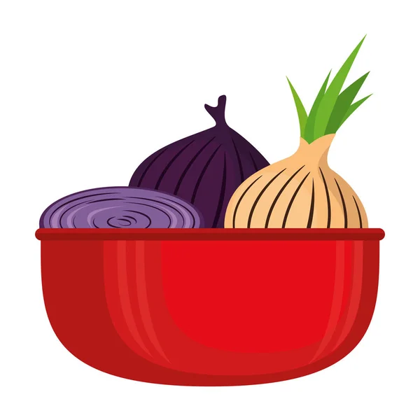 Verduras en tazón de cocina — Vector de stock