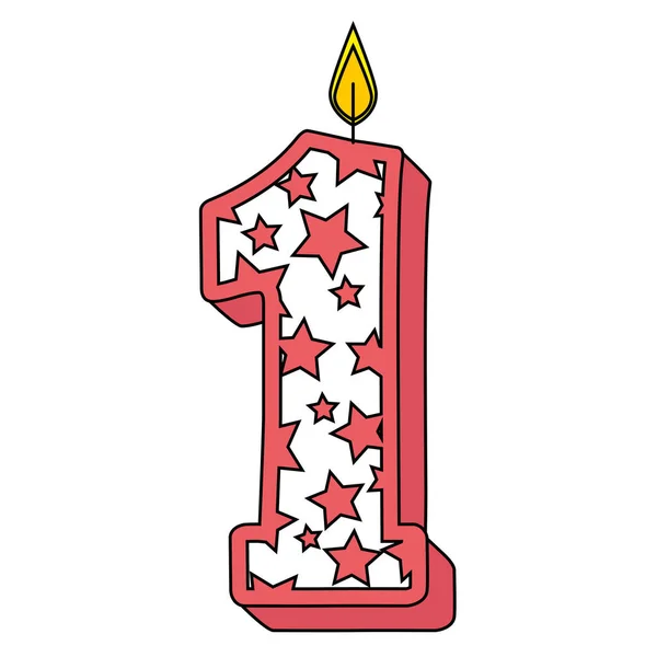 Милий номер одна свічка з візерунком зірок — стоковий вектор
