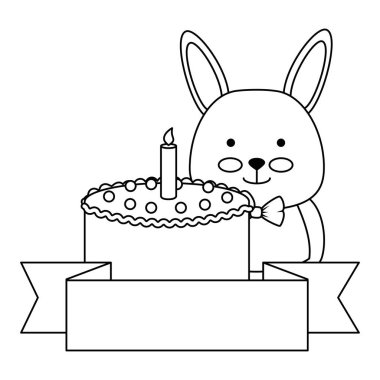 tatlı pasta karakter simgesi ile sevimli tavşan