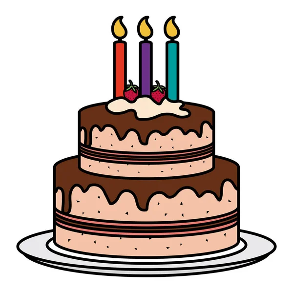 Plat avec délicieuse célébration du gâteau — Image vectorielle