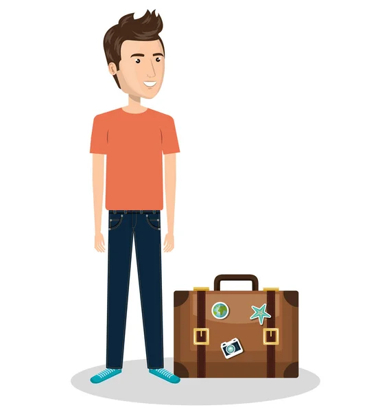 Personne avec valise de voyage — Image vectorielle