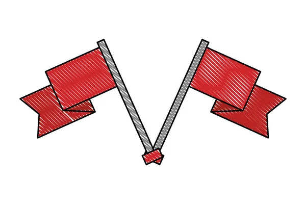 Çapraz çubuklar yalıtılmış simgesi ile bayrak işaretleri — Stok Vektör