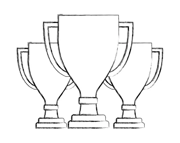 Trois trophée lauréat prix succès — Image vectorielle