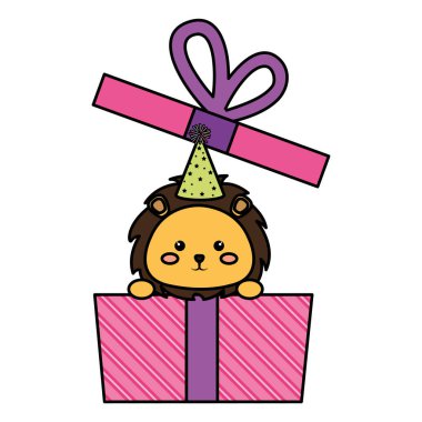 aslan kawaii doğum günü kutlaması ile giftbox