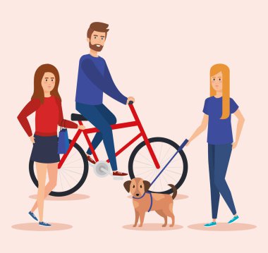 Genç çift Bisiklet avatarlar karakter