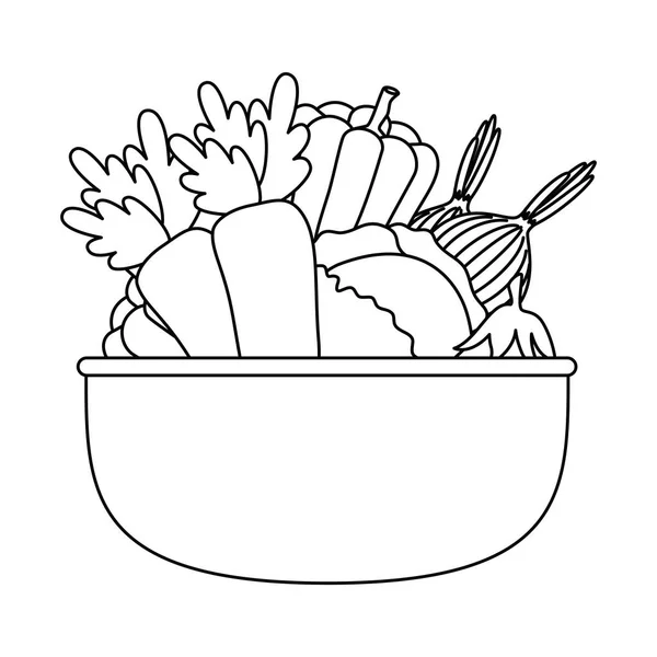 Verduras en tazón de cocina — Vector de stock