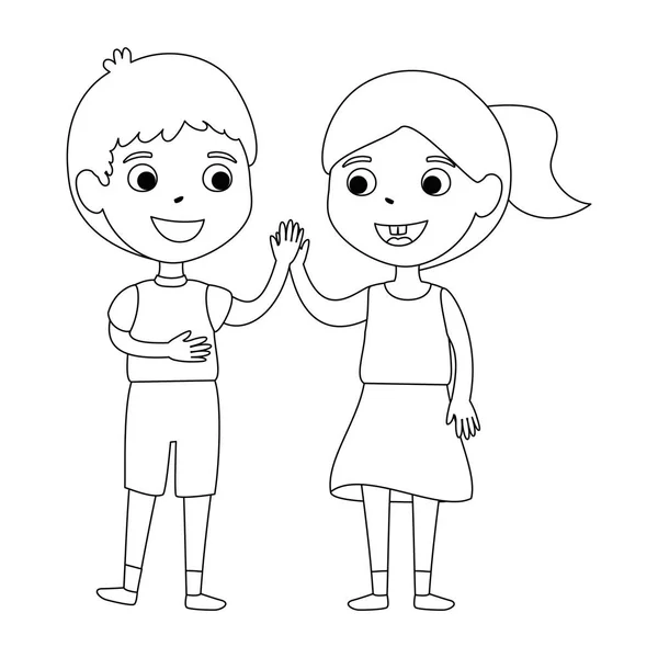 Little kids couple characters — Stock Vector