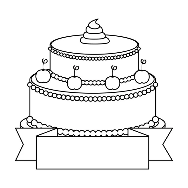 Сладкий и вкусный торт с лентой — стоковый вектор