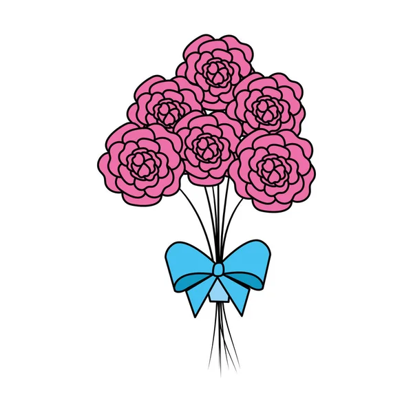 美丽的玫瑰花束与蝴蝶结 — 图库矢量图片