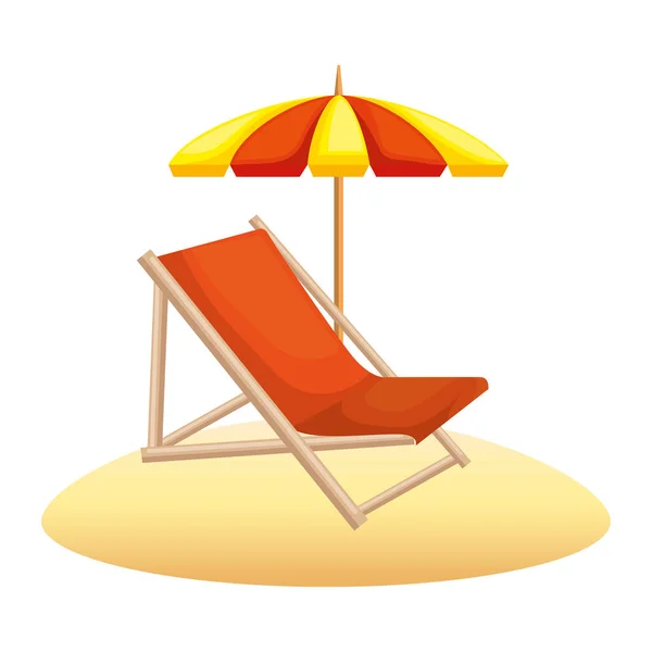 Cadeira de praia com guarda-chuva — Vetor de Stock